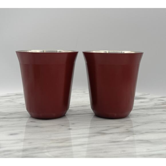 Nespresso Collections Espresso Cups Set of 2 Pixie Lungo Red 5.5 Designers Metal - Picture 1 of 10